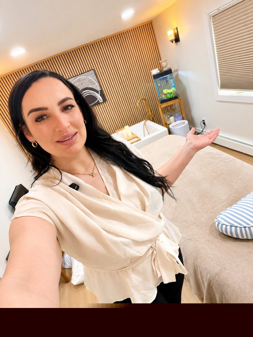 Jaimie welcoming clients into the Top Notch Beauty studio